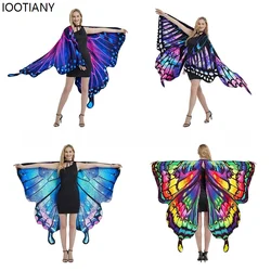 Halloween Double-sided Print Colorful Fairy Cosplay Costume Butterfly Wings Shawl Gradient Color Dance Props Holiday Party Gifts