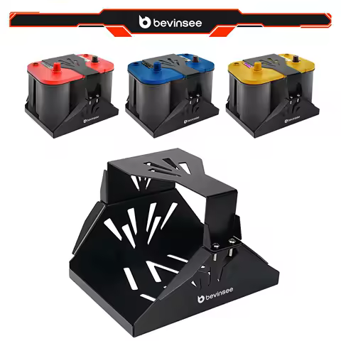 BEVINSEE Battery Hold Down Tray Box Mount for Optima Group 34 Battery Blue/Red/Yellow Top Battery 34 34/78