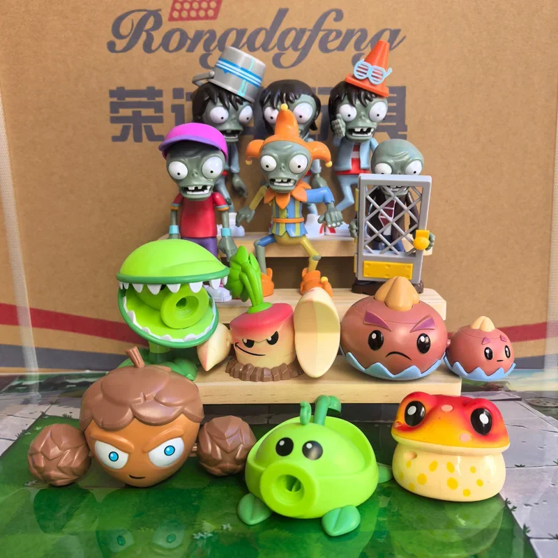 

Plants Vs Zombies 2 Snap Pea Toadstool Dual Pistol Pinecone 6PCS Game Figures Model Zombies Toy Set Genuine Game Scene Kid Gift