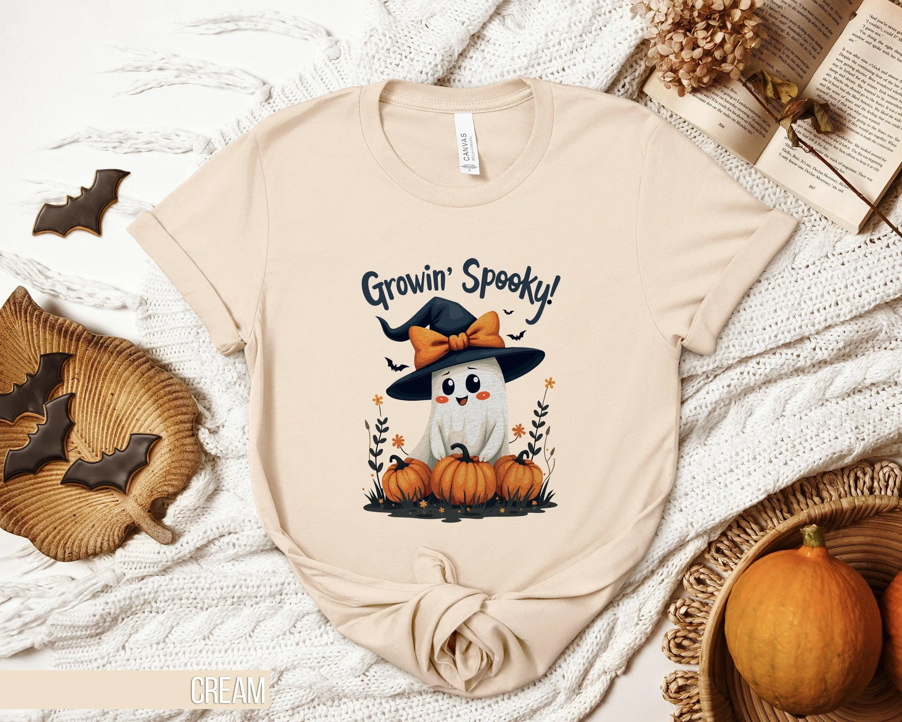 Leuke tuinieren Ghost Halloween T-shirt groeiende griezelige grappige tuinliefhebber schattig en pompoen coquette boog