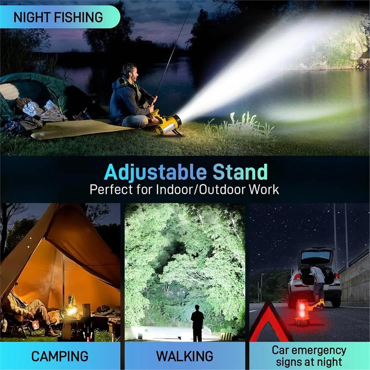 L63A 100,000 Lumen Bright Spotlight,10000mAh Rechargeable Flashlight Handheld Spotlight,Spot Light Outdoor Runtime 72+