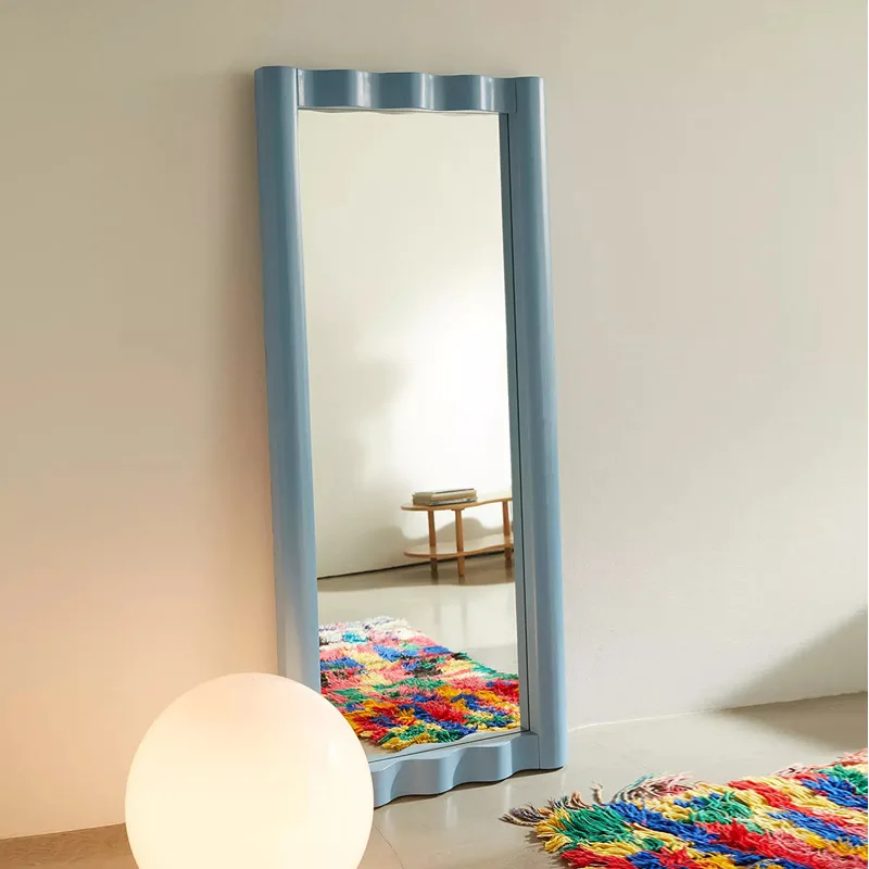 French retro high-end living room full-length mirror household light luxury simple floor mirror entrance art wall-mounted fittin