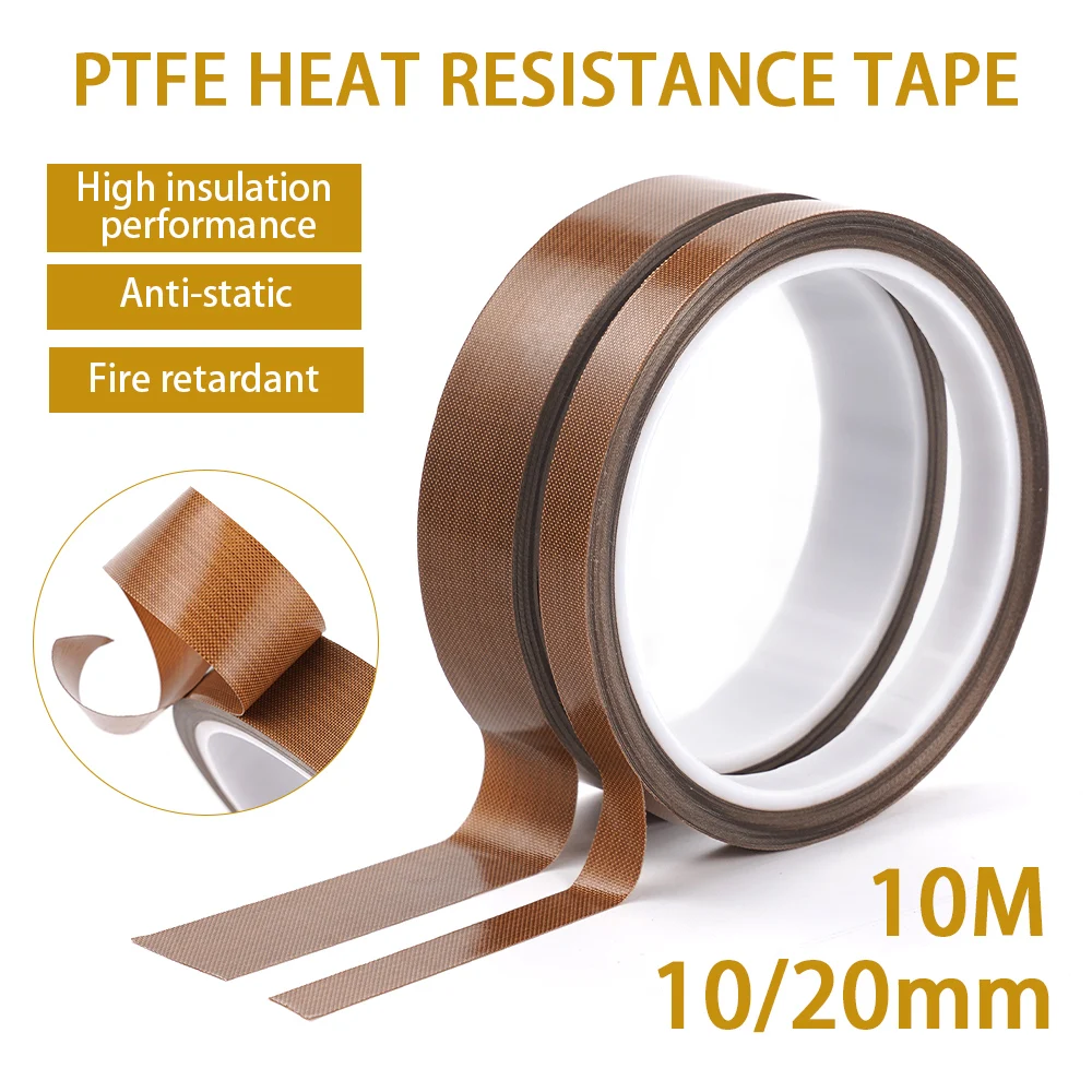 PTFE High Temperature Resistant Flame-Retardant Tape 10M long x 10mm Wide x 0.18mm Thick High Temperature Insulation Tape