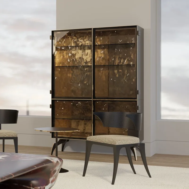 dining side cabinet integrated storage cabinet against the wall villa luxury living room designer art glass side cabinet