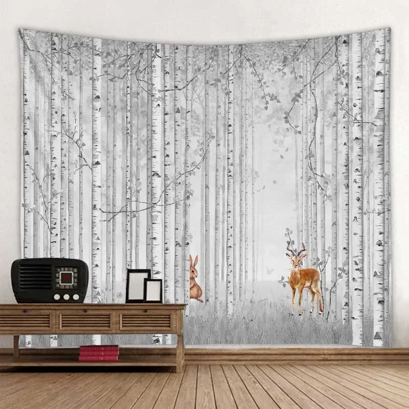 Forest Hand-painted Tapestry Wall Hanging Mandala Background Cloth Home Art Hippie Mattress Sofa Blanket