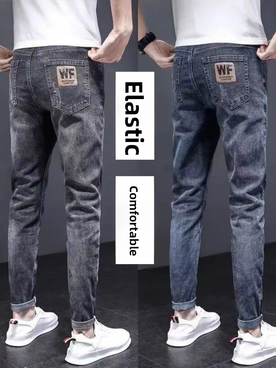 Men's Slim Fit Jeans Casual Wearable Fall Winter New Style Elastic Workwear Cotton Stretch Denim Pants Youth Popular Straight...