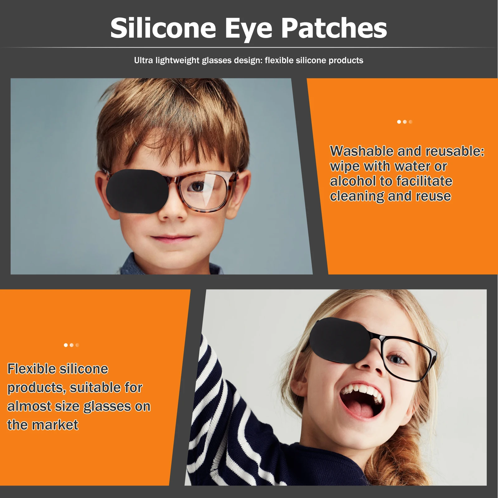 

2 Pcs Silicone Eye Mask Orthoptic Patch Patches Reusable for Glasses Silica Gel Lazy