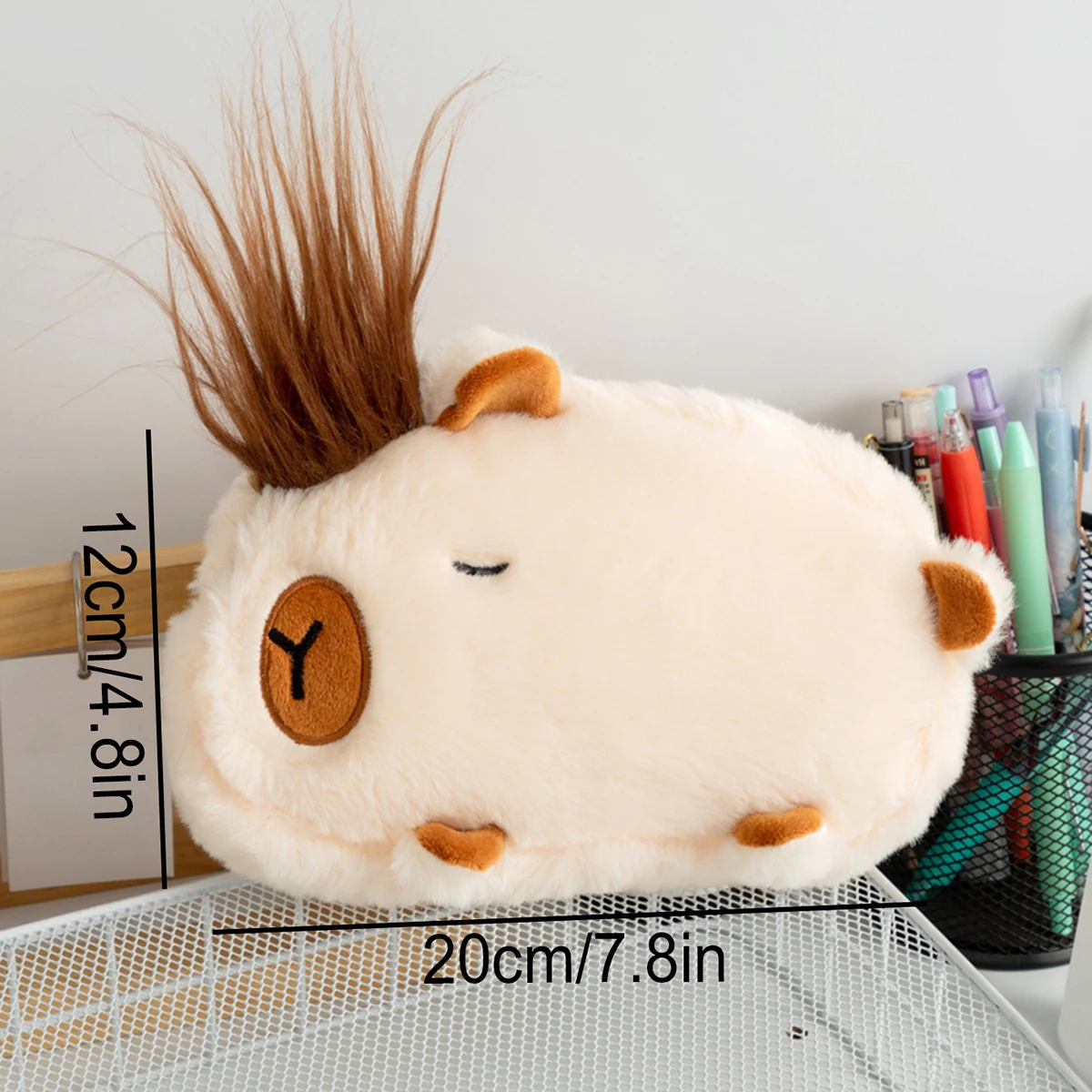1 Large-capacity soft pencil case, animal-shaped student stationery storage bag, student essential school supplies desktop stora image 2