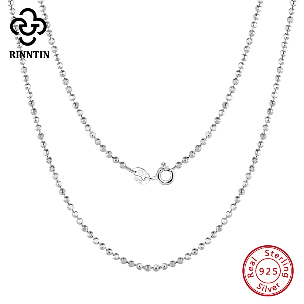 

Rinntin 925 Sterling Silver 1.0/1.5/2.0mm Ball Faceted Bead Chain Necklace for Women Fashion Basic Link Chain Jewelry SC77