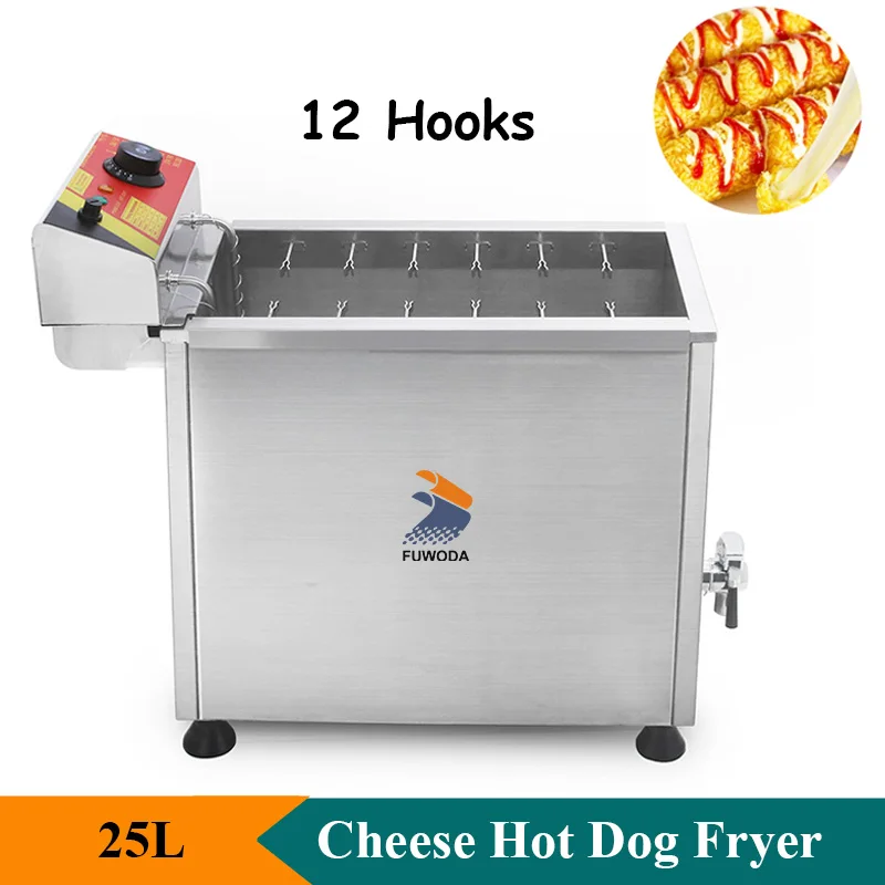 Profesjonalna frytkownica 220V 110V ser Hot Dog 25L koreański pies kukurydziany Mozzarella maszyna do smażenia użytku komercyjnego lub domowego