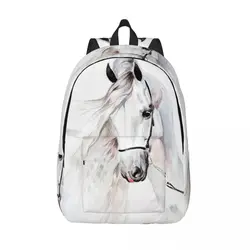 Student Bag Watercolor Andalusian Horse Portrait Backpack Parent-child Lightweight Backpack Couple Laptop Bag