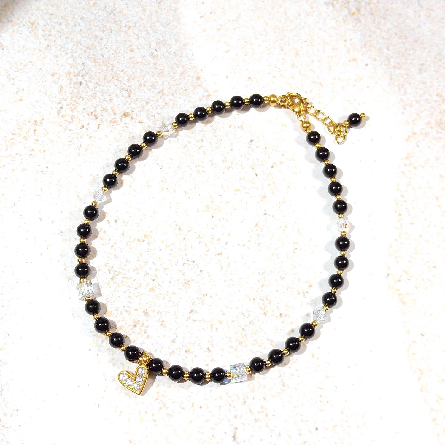 

Браслет на ногу Lii Ji с черными шпинелями 4 мм, 24+4 см, модные украшения ручной работы в стиле бохо для женщин