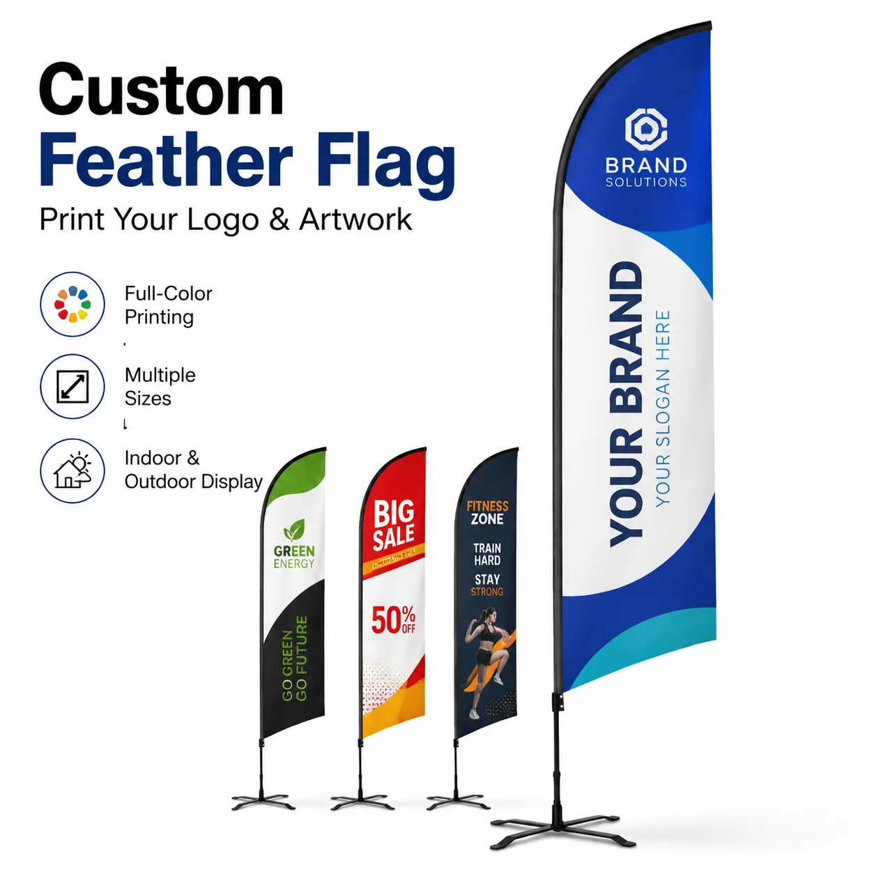 Custom Blade Flag with Stand Outdoor Advertising Banner Personalized Logo Flag Display for Business Promotion