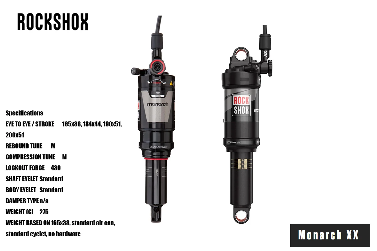 

ROCKSHOX MONARCH XX AIR Shock EYE TO EYE / ST165x38,184x44,190x51,200x51 Mountain bike shockRear Shock Bicycle Bike Air Shock