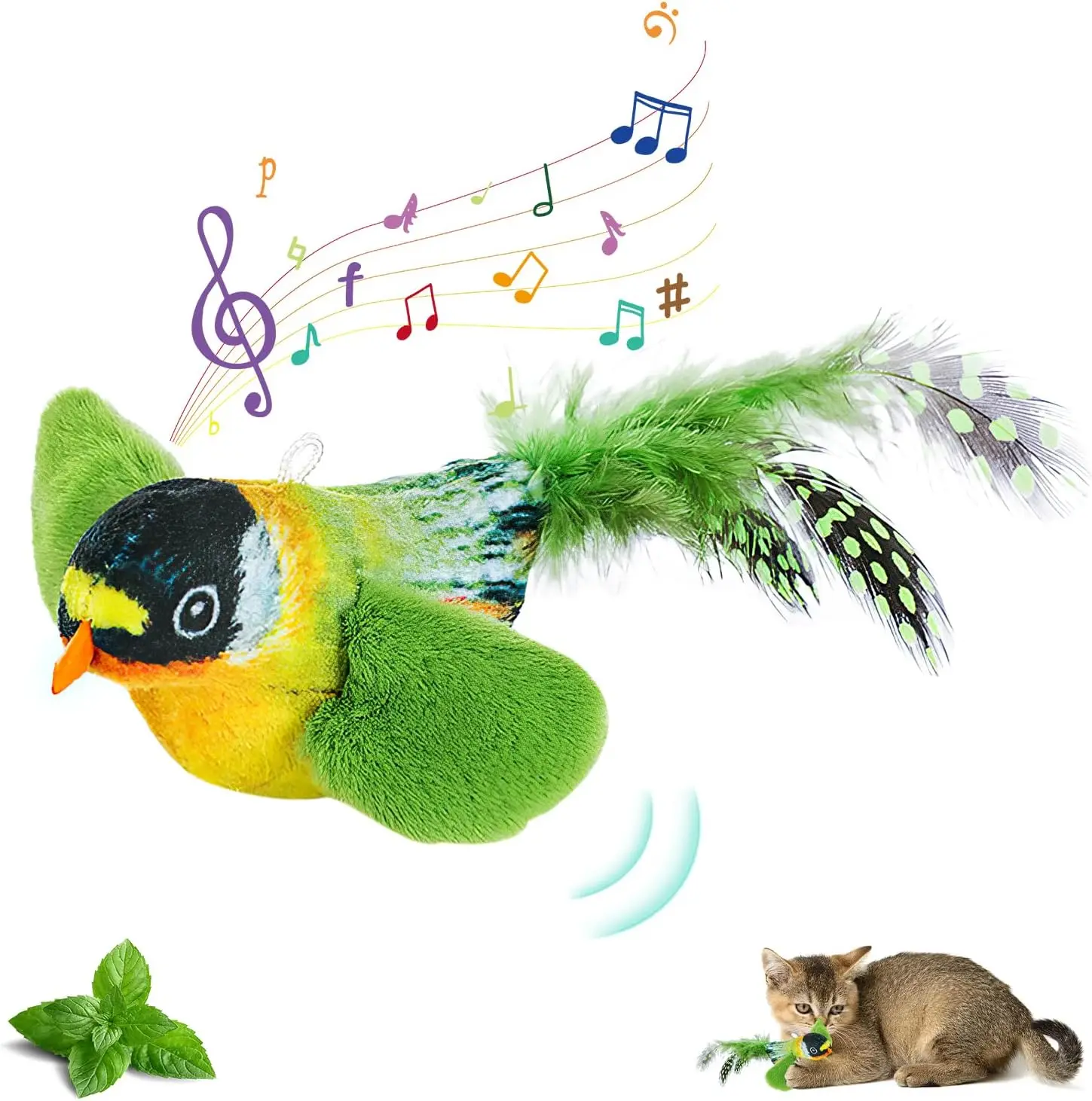 Simulation Vogel Katze Spielzeug Katzen Interaktive Katze Spielzeug Realistische Vogel Sound Katze Spielzeug Plüsch Katze Spielzeug Katzenminze Katze Spielzeug für Katzen Kätzchen Spielzeug