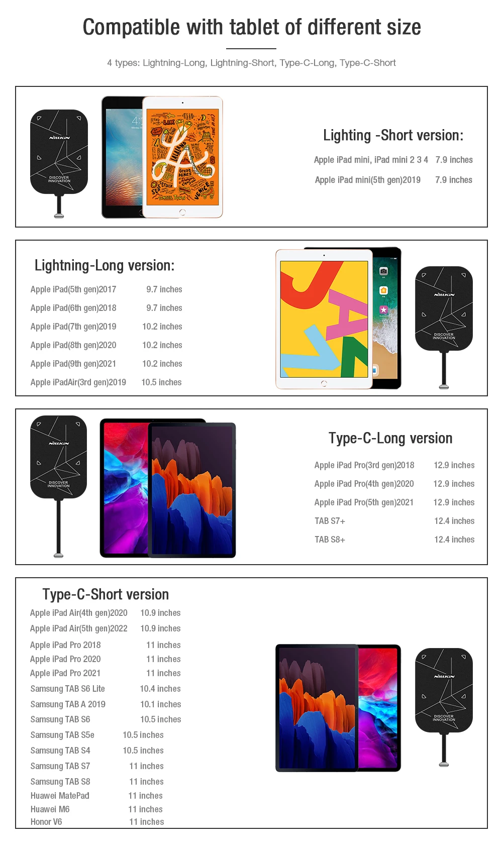 Nillkin เครื่องรับที่ชาร์จแบบไร้สายสำหรับ iPad Pro 11/12.9 2021/2020/2018 iPad Air 4 5 10.5/iPad 10.2 9.7ชาร์จไร้สาย