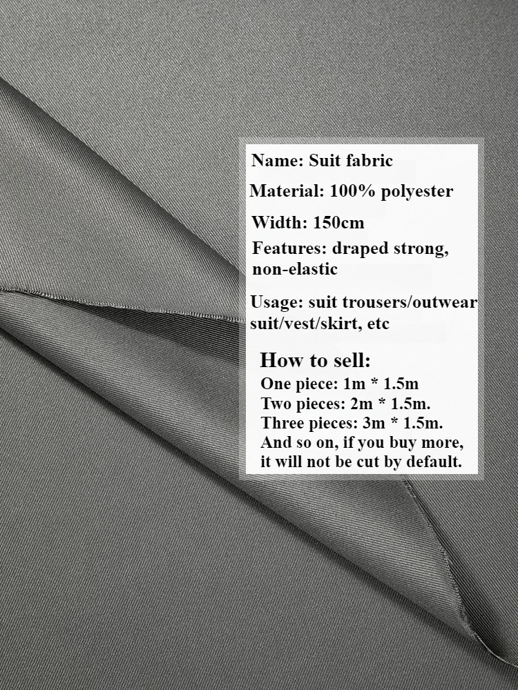 Twill Suit Fabrics By The Meter for Dress Women\'s Men\'s Clothing Vest Tracksuit Uniform Sewing Soft Polyester Cloth Black Gray
