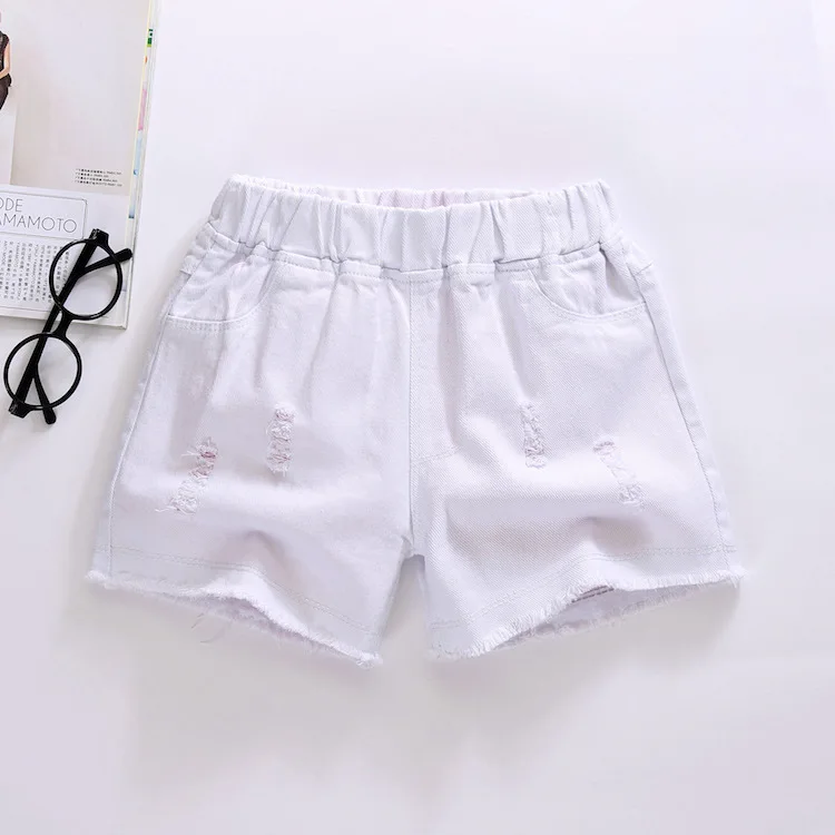 Summer Short Pants for Girls Cotton Candy Color Broken Jeans Shorts Fashion Children Clothing Outerwear Pant 2 To 12 Years New