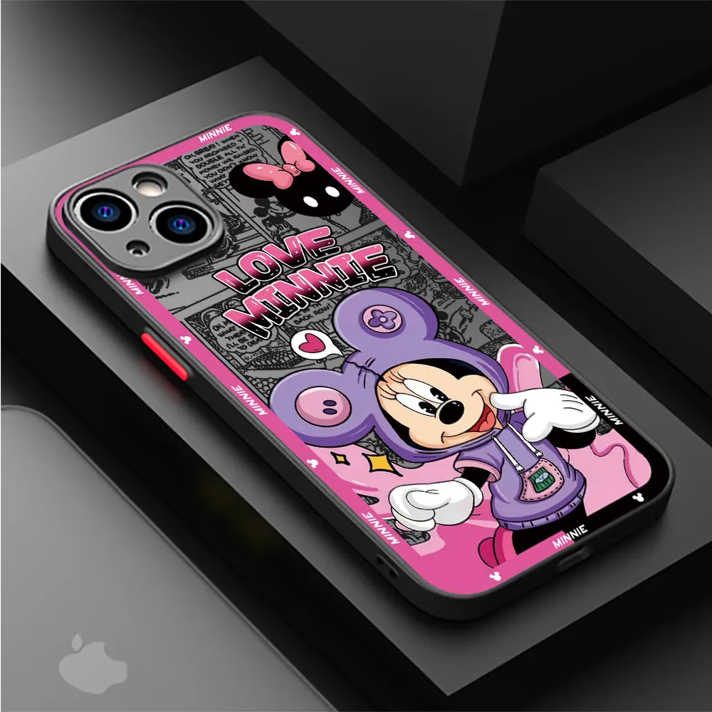 Disney Mickey Minnie Phone Case for Apple iPhone 7 8 Plus XS Max 12 XR 15ProMax 11 Pro 13 Mini 14 Pro SE Matte Shockproof Cover