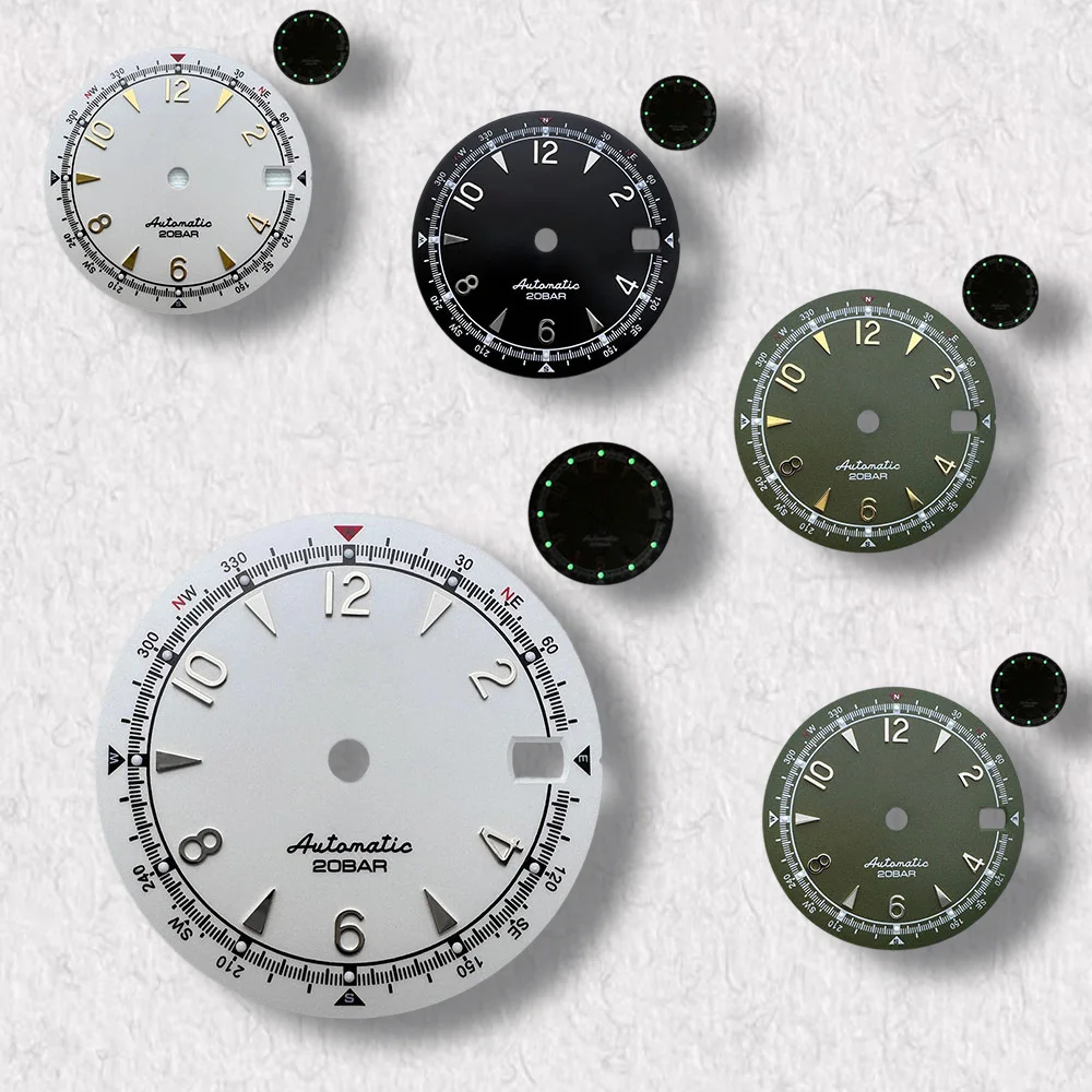 

High-Quality 28.5mm S Logo Dial Fit NH35/NH36/4R/7S Japanese Movement Green Luminous Diving Matte Watch Modification Accessorie