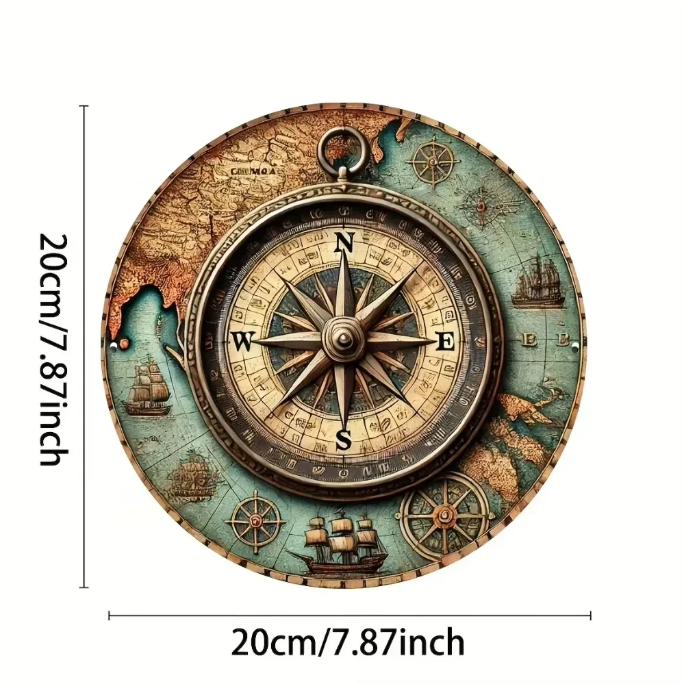 Weatherproof 2D Vintage Nautical Compass Sign, Decor for Home & Garden, Must-Have Gift for Maritime Enthusiasts