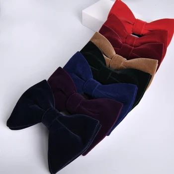 สีน้ำเงินกำมะหยี่สีดำผูกโบว์สำหรับผู้ชายปรับคลาสสิก Bowknot Man อุปกรณ์เสริมเสื้อ Bowties ผีเสื้อ Cravat สำหรับงานแต่งงาน