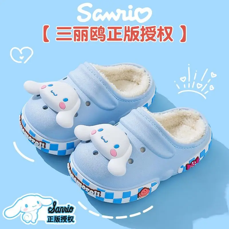 Kuromi بلدي ميلودي سانريو الشتاء حذاء للأطفال الاطفال الأسنان الفتيات فروي النعال حذاء داخلي الأحذية طفل فتاة الرضع الطفل المنزل
