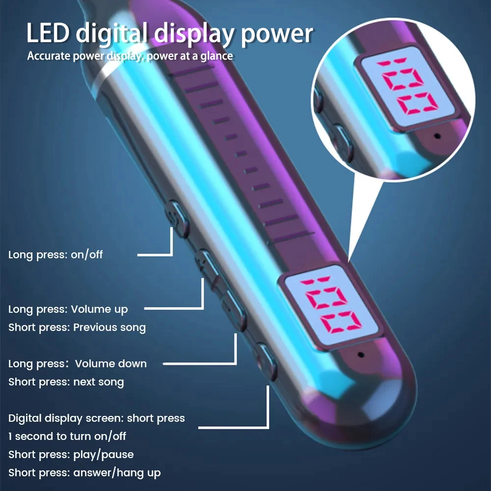 سماعة أذن لاسلكية بشريط حول الرقبة HiFi جودة صوت بلوتوث 5.3 مع شاشة LED للطاقة وسماعات أذن معلقة على الرقبة