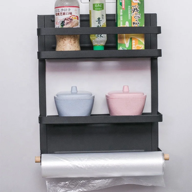 For Medium suspension Strong electromagnetic force Refrigerator shelf Spice rack Wooden metal rack Black and white colors