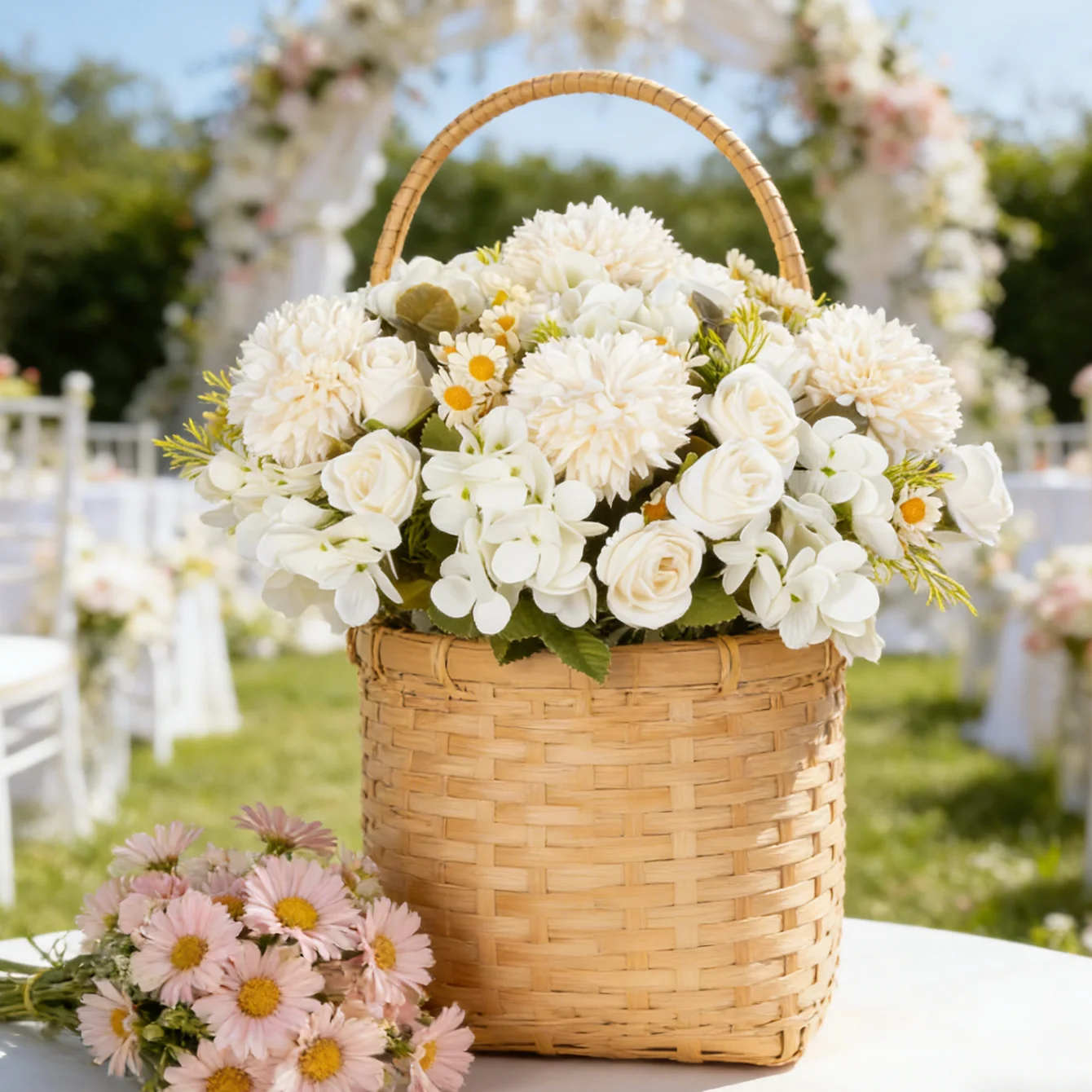 Guirlanda Artificial de Camomila para Festivais, Decoração para Casa, Ambientes Internos e Externos, Jardim, Mesa, Bonsai, Arco de Casamento, Parede, Presente, Adereço e Acessório