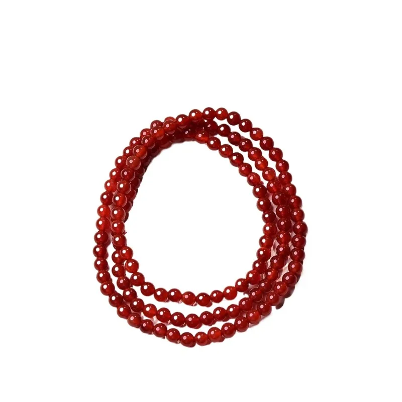 

Pure natural ice red Nanhong three-circle bracelet, ice transparent ice red Nanhong agate multi-circle bracelet.