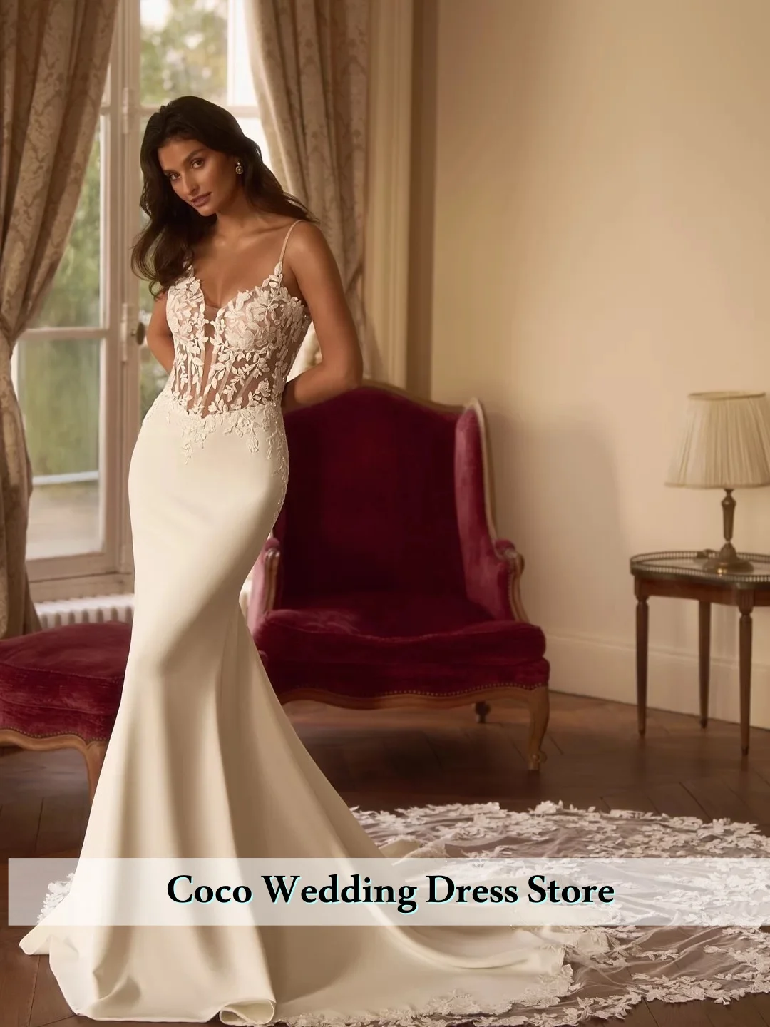 Customized Vintage Off Shoulder Women's Wedding Dresses Mermaid Decal Sexy  Princess Bridal Gowns Formal Beach Bride Dress Robe