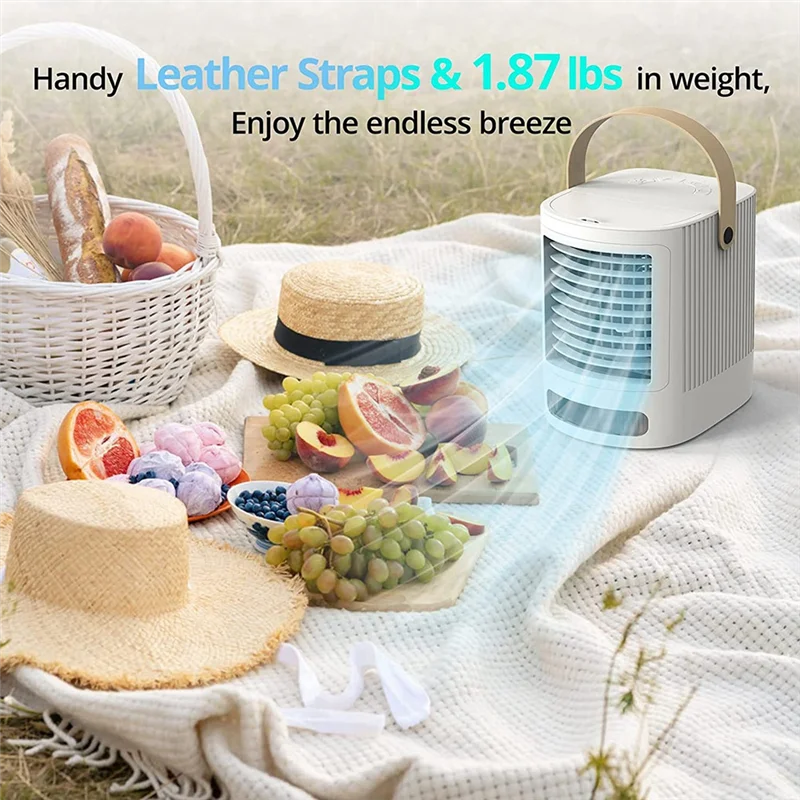 Portable Air Conditioner, Evaporative Air Cooler, USB Powered Small Cooler With/Humidifier, 3 Speed Mini Air Conditioner