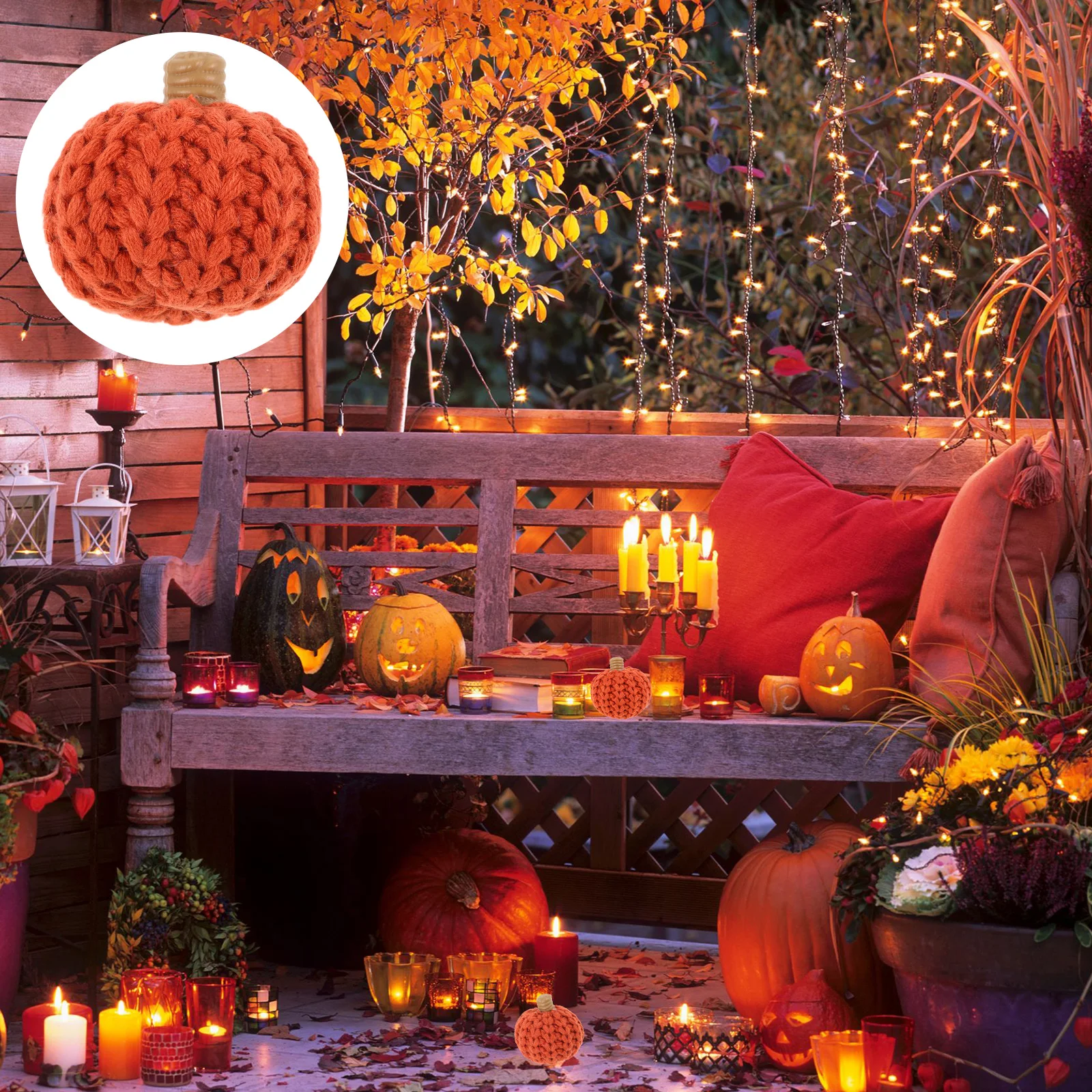 

Simulation Pumpkin Adornment Knitted Decorative Harvest Festival Thanksgiving Tabletop Party Supplies Scene Layout