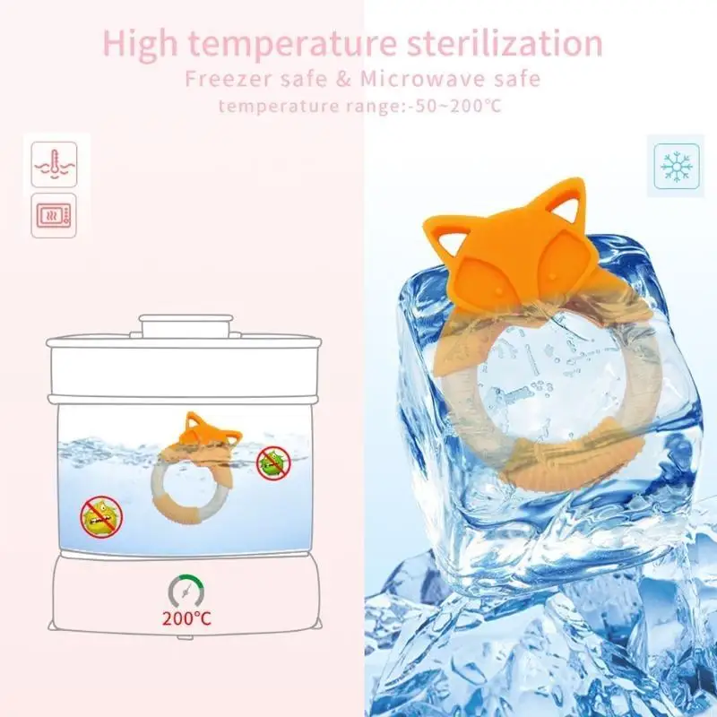 E06f animal animal baby teether alimento beads silicona látetera juguete color molar del molar