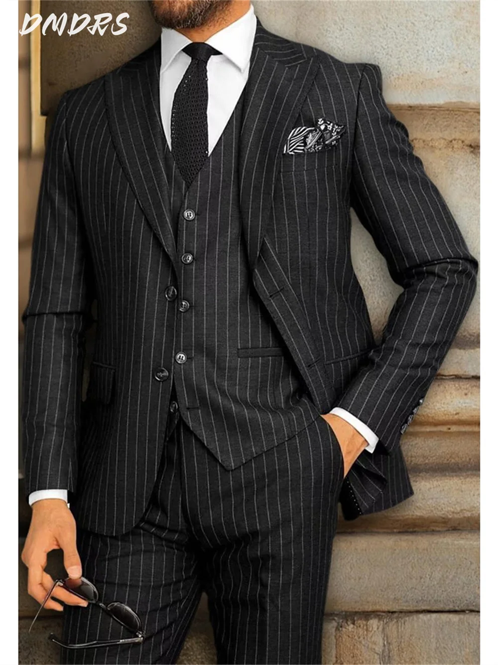 

Charming Men's Suit 3PCS For Wedding Formal Stripe Suit Including Jacket Vest Pants For Party Classic Occasion Clothing Elegant