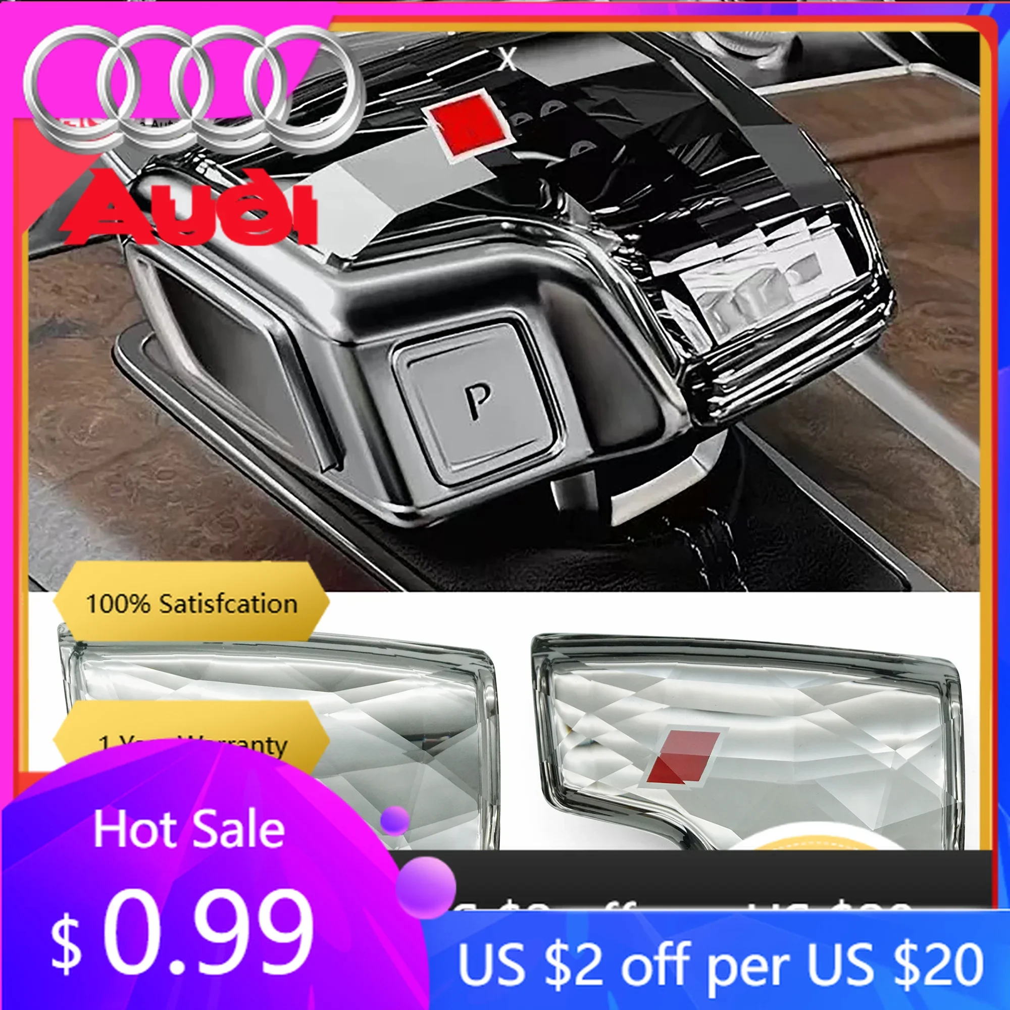 

Car Stickers Hot For Audi For Audi A4B9/A6C8 aircraft crystal gear lever cover shift handball upper cover