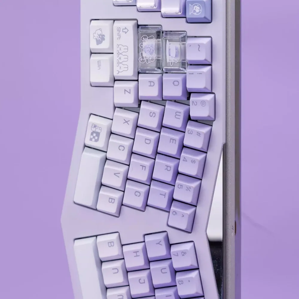 Magician Rabbit Theme Keycap Set PBT+PC Custom Cute Blue Keyboard Cap Cherry Profile Gaming KeyCap for Mechanical Keyboard Gift