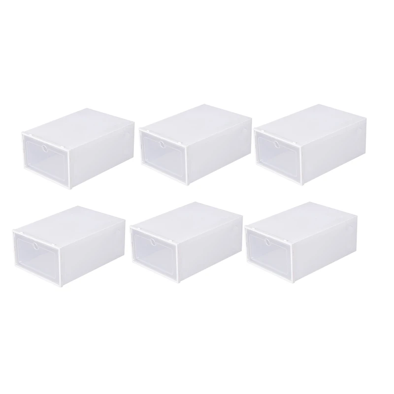 

6 Pcs Transparent Shoe Box Flip Design Plastic Storage Case Organizer Dustproof Clear Plastic Shoe Storage Boxes For Home