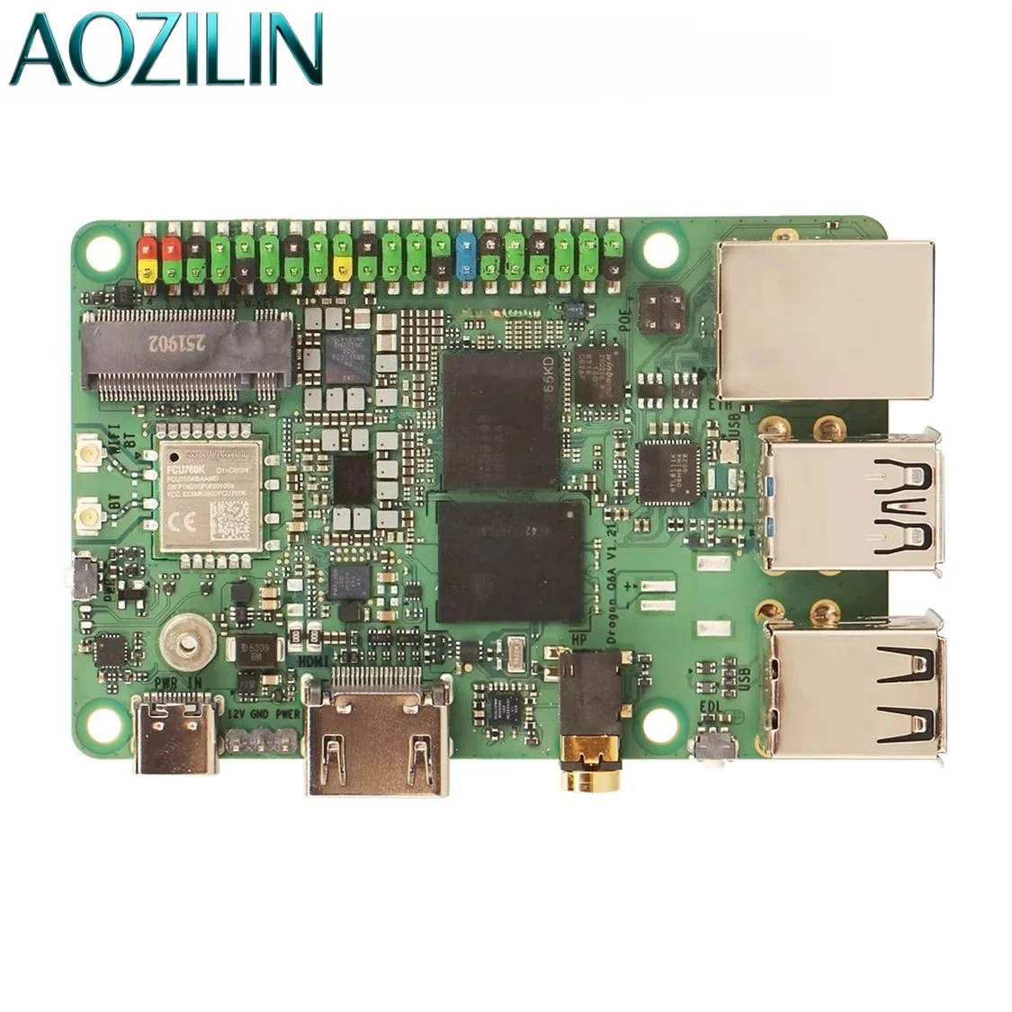 AOZILIN Edge AI Single Board Computer QCS6490 Octa Core Three Cluster CPU LPDDR5 Flagship GPU With 40 Pin GPIO Expansion Header