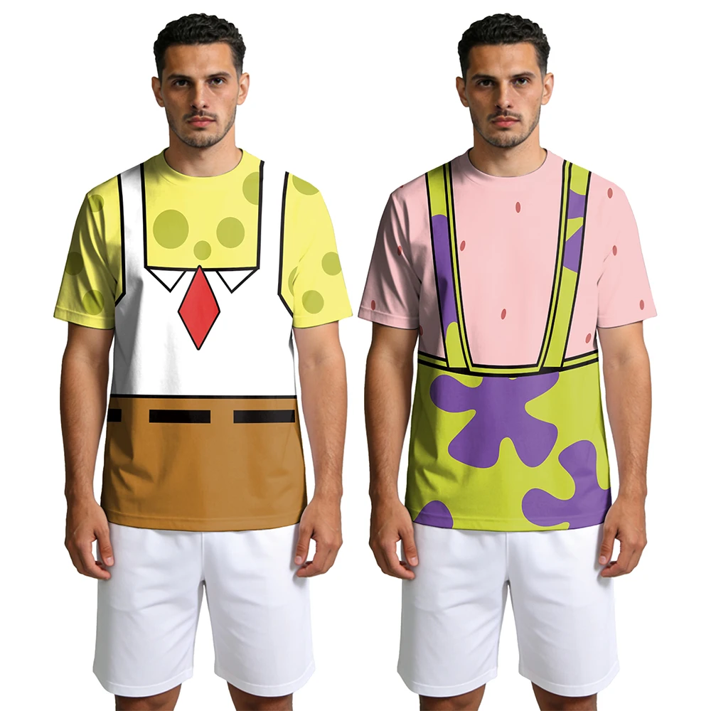 

Spongebob Squarepants Costume Men T-Shirt 3D Print Tv Underwater World Patrick Star Cosplay Costume Shirt for Men Summer Tee