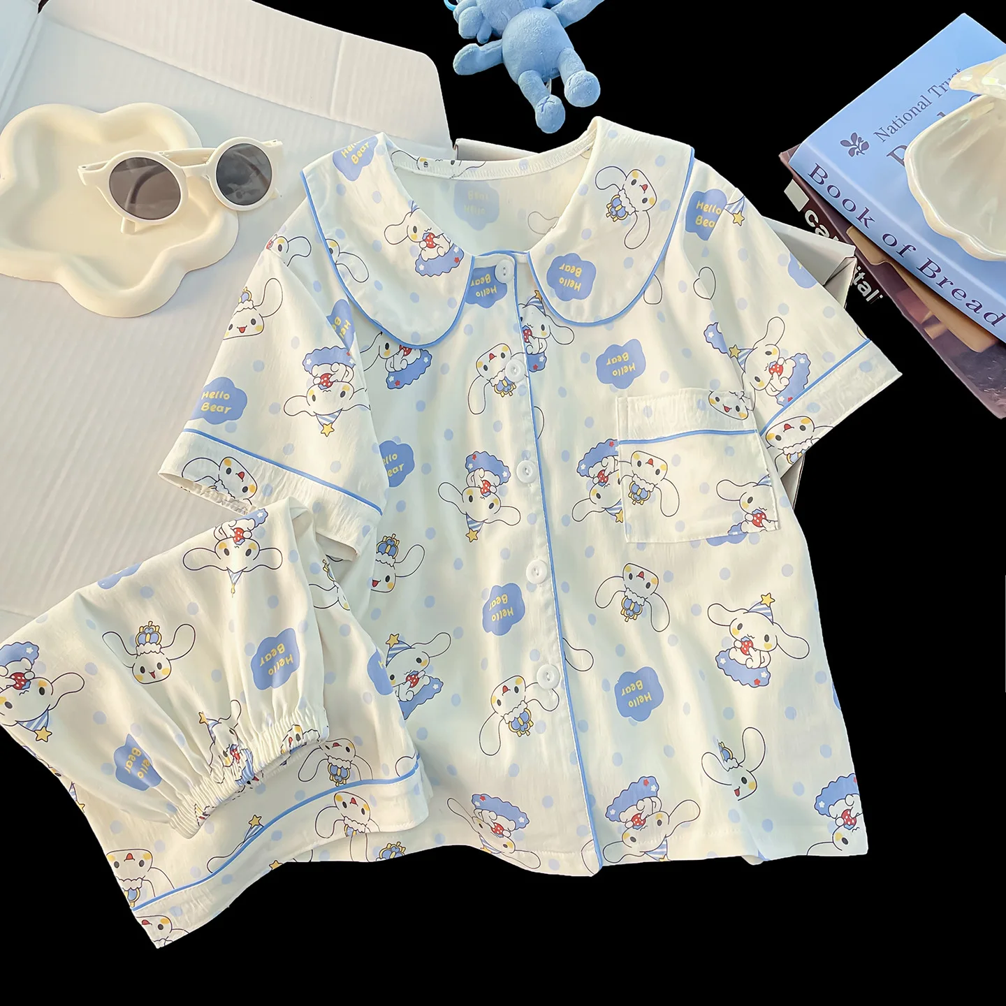 novo-conjunto-de-pijamas-de-verao-para-meninas-cinnamoroll-hello-kitty-my-melody-sanrio-camiseta-e-shorts-finos-e-confortaveis