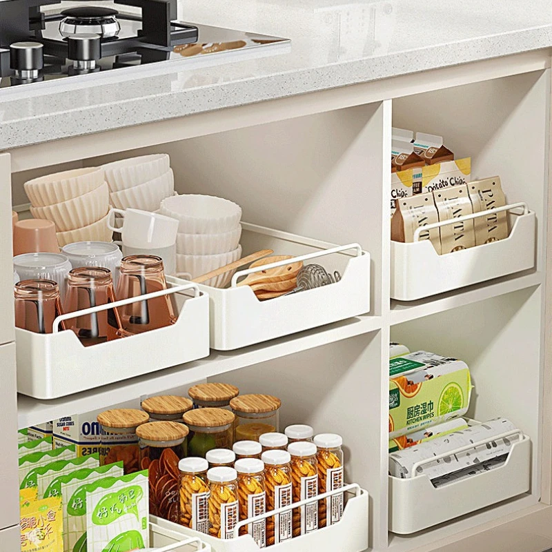 Cabinet Inner Drawer Organizer,Pull Out Basket Storage,Kitchen Layered Rack,Deep Cabinet Accessory,Smooth Sliding Large Capacity