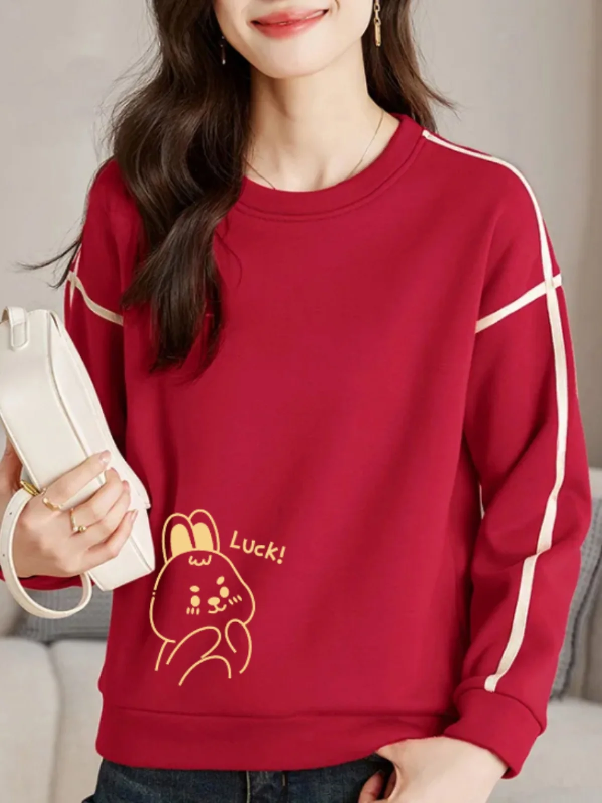 Maglione Lungo in Puro Cotone, Casual, Snellente, Artistico, Primavera-Autunno, Top Comodo da Donna, Stile Street