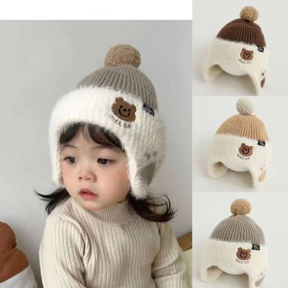 Winter Warm Wool ​​Baby Warm Hat Soft Kids Earmuffs Cap Woolen Knitted Hats Baby