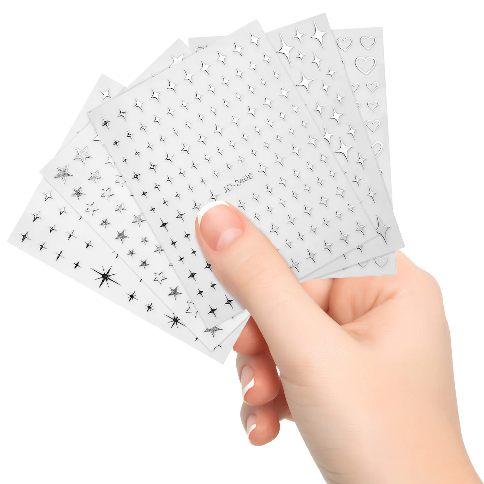 

5 Sheets Nail Art Sticker Self-Adhesive Tiny Star Heart Nail Stickers Manicure Decoration Glitter Nails Design