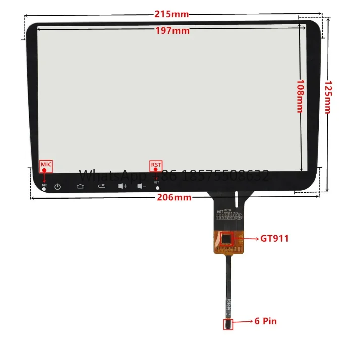 Universal 9 Inch GT911 Capacitive Touch Digitizer For Android Car DVD Navigation Touch Screen Panel Glass With Button