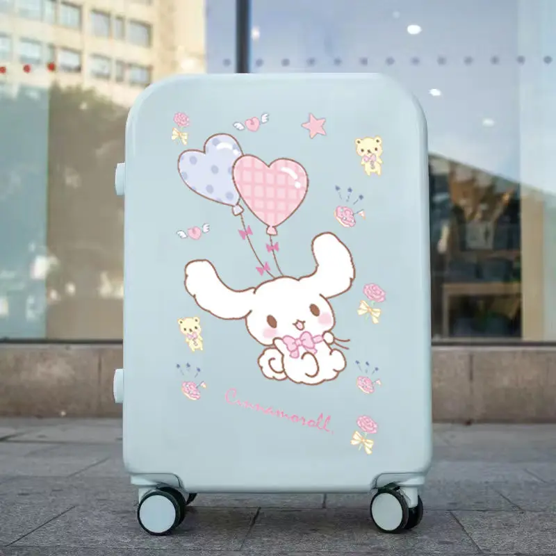 Sanrio Anime 20 Inch Suitcase Kawaii Cinnamoroll Durable Pull Rod Case Girl Heart Cute Cartoon Character Code Case Children Gift