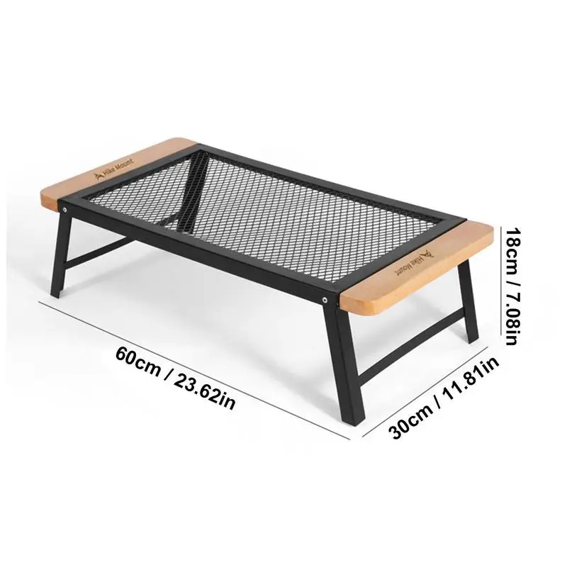 Outdoor Camping Folding Table Portable Solid Wood Iron Mesh Picnic Table Outdoor Traveling Barbecue Table daily supplies