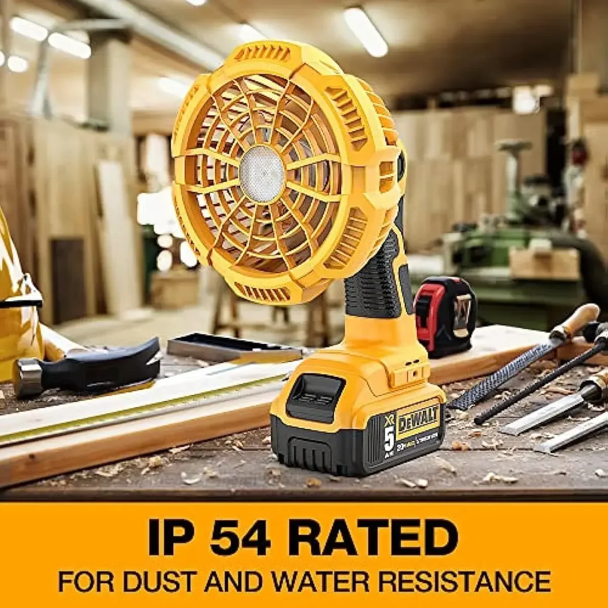 Imagem -04 - Portátil Jobsite Handheld Fan Cordless Camping Fan Dewalt 20v Lithium-ion Battery 9w Led Light Viajando Garagem